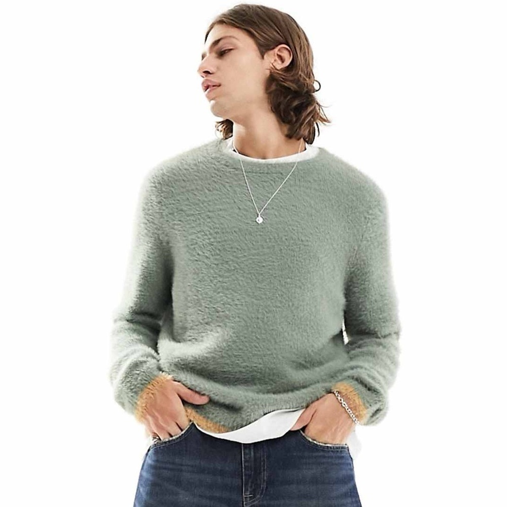 Asos Design Knitted Fluffy Crew Neck Sweater - Men’s Size 2XL